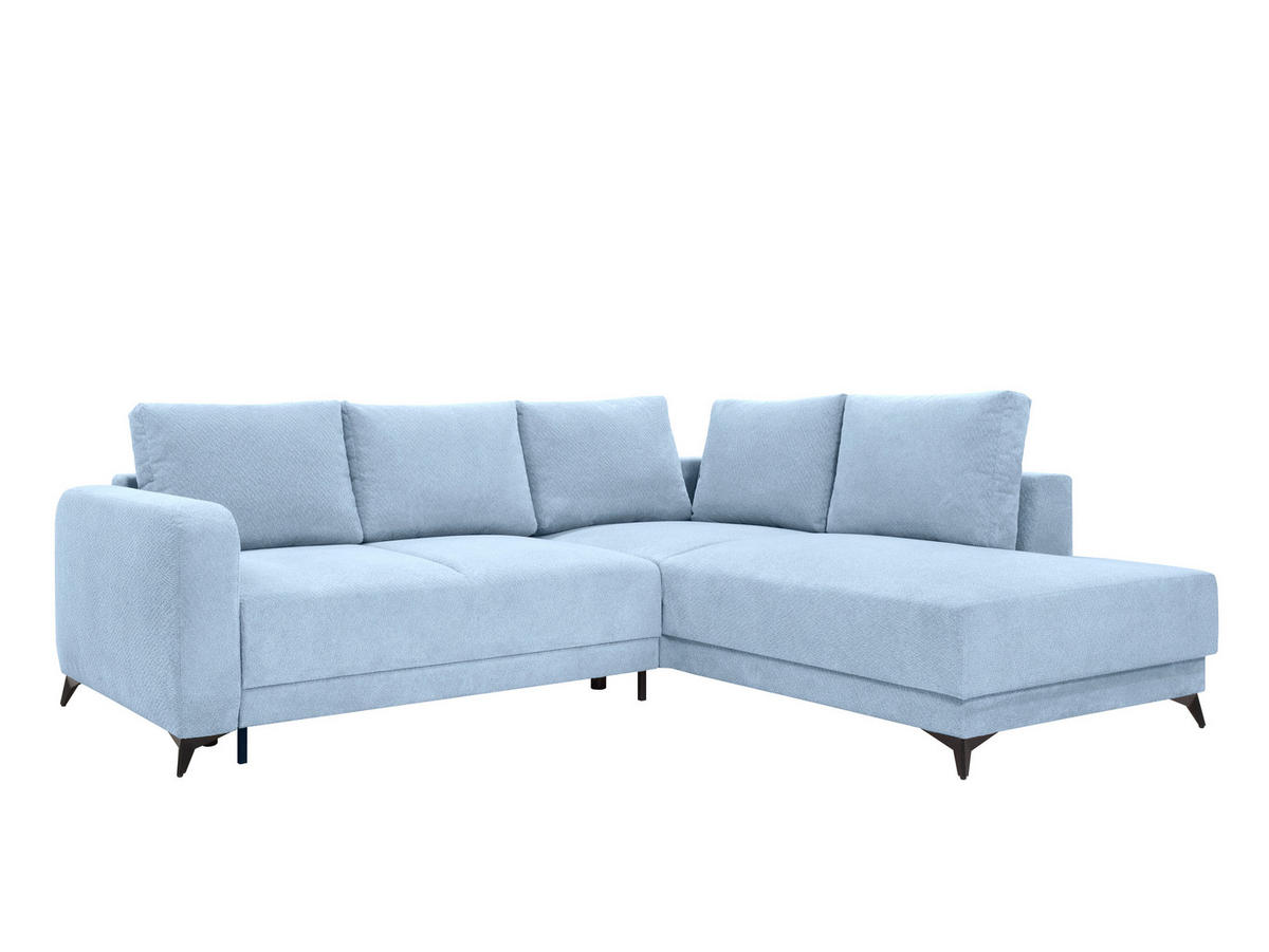 ECKSOFA CORTEZ in Hellblau  - Schwarz/Hellblau, Design, Textil/Metall (260/215cm) - MID.YOU