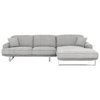 ECKSOFA in Flachgewebe Hellgrau  304/184 cm  - Chromfarben/Hellgrau, Design, Textil/Metall (304/184cm) - Dieter Knoll