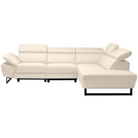 ECKSOFA Beige Echtleder  - Beige/Schwarz, Design, Leder/Metall (281/225cm) - Celina Home