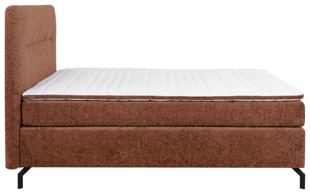 BOXSPRINGBETT 140/200 cm  in Rotbraun  - Rotbraun/Schwarz, Design, Textil/Metall (140/200cm) - Esposa