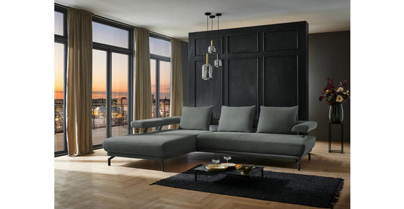 ECKSOFA in Chenille Graugrün  224/305 cm  - Schwarz/Graugrün, Design, Textil/Metall (224/305cm) - Dieter Knoll