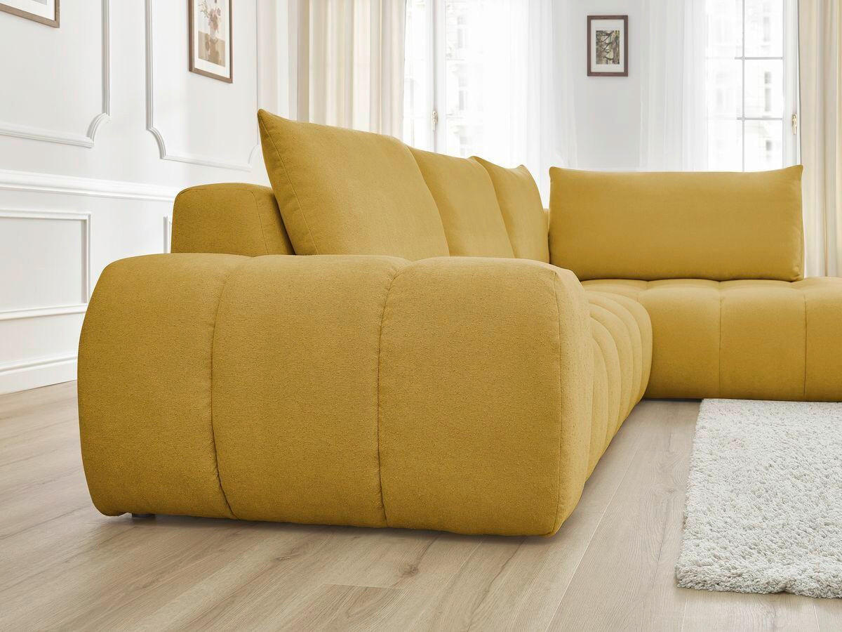 ECKSOFA Ottomane rechts  EVEREST Gelb Struktur  - Gelb/Schwarz, MODERN, Kunststoff/Textil (352/210cm)