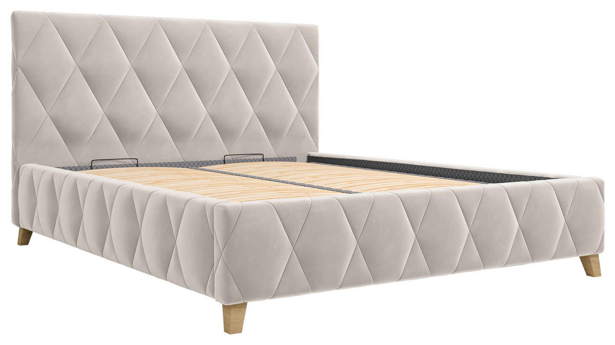 POLSTERBETT gepolstertes Kopfteil, Lattenrost, Bettkasten 140/200 cm  in Cappuccino  - Cappuccino, MODERN, Holz/Textil (140/200cm) - MID.YOU