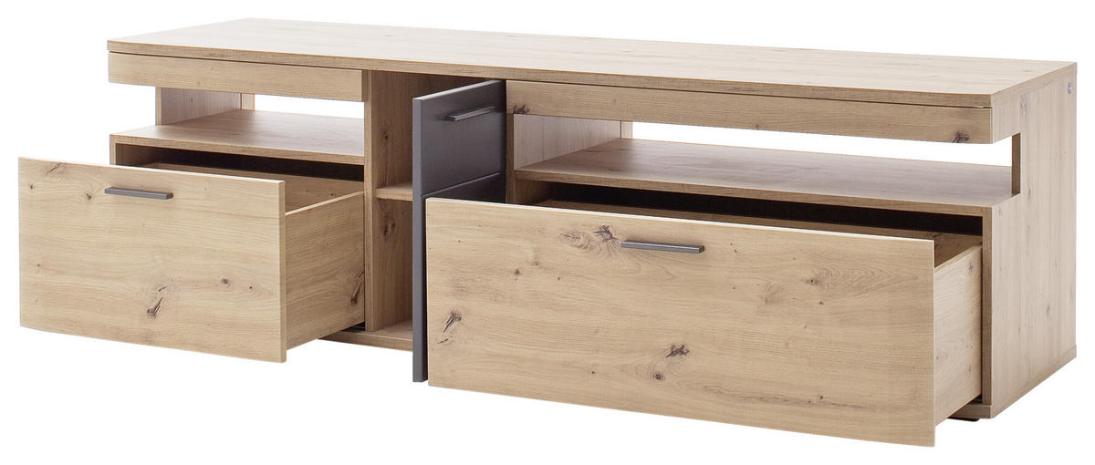 TV-ELEMENT  in 180/55/50 cm  - Eichefarben/Anthrazit, Design, Holzwerkstoff/Metall (180/55/50cm) - Livetastic