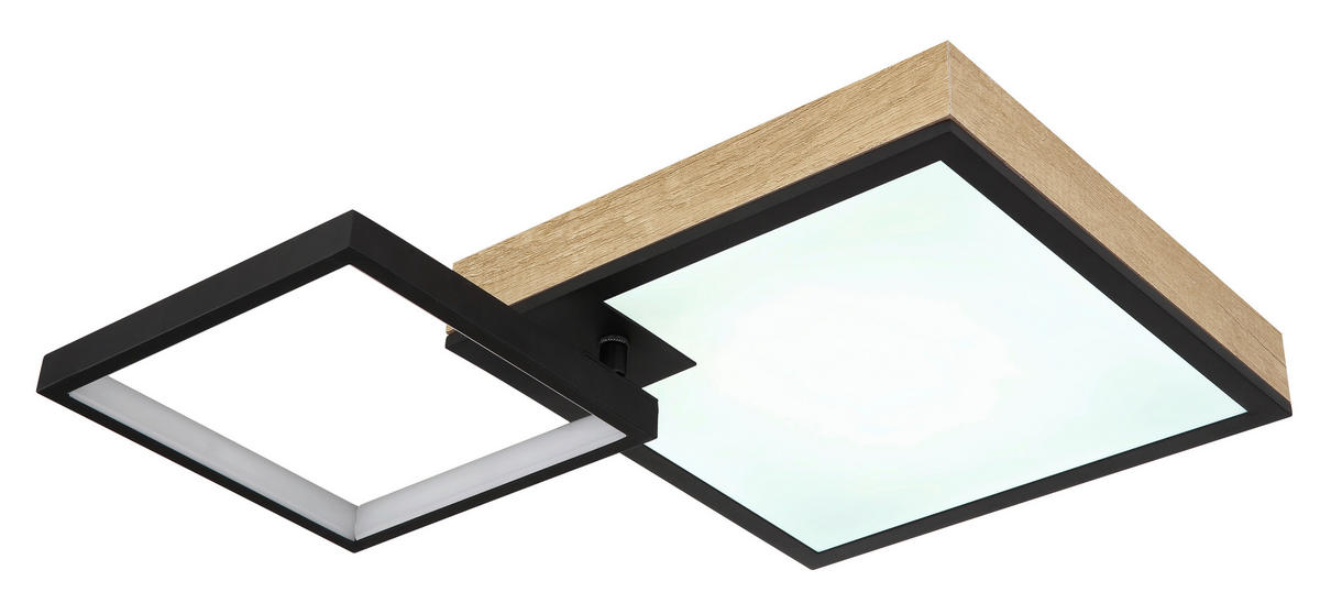 LED-DECKENLEUCHTE 21 W    60/41/10 cm  - Dunkelbraun/Opal, Natur, Holzwerkstoff/Kunststoff (60/41/10cm) - Globo