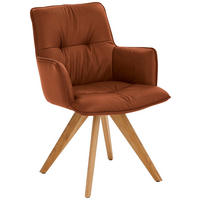ARMLEHNSTUHL  in Echtleder pigmentiert  - Cognac/Eichefarben, Design, Leder/Holz (59/89/63cm) - Dieter Knoll