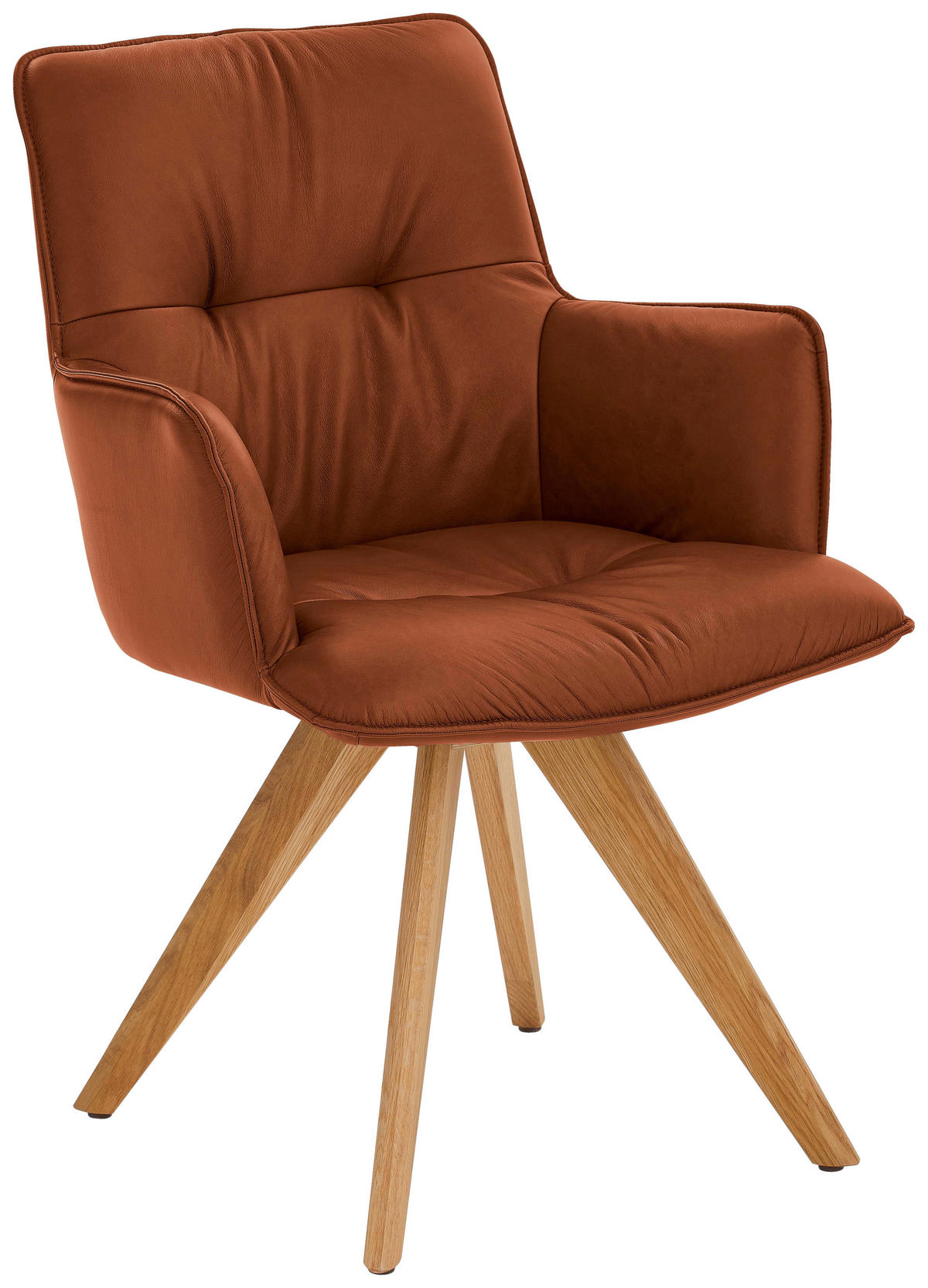 ARMLEHNSTUHL  in Echtleder pigmentiert  - Cognac/Eichefarben, Design, Leder/Holz (59/89/63cm) - Dieter Knoll