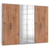 DREHTÜRENSCHRANK in Weiss, Eichefarben, Alufarben  - Chromfarben/Weiss, Modern, Holzwerkstoff (300/236/58cm) - MID.YOU