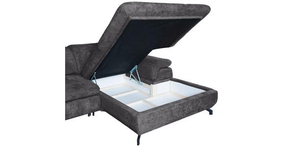WOHNLANDSCHAFT in Struktur Dunkelgrau  - Dunkelgrau/Schwarz, KONVENTIONELL, Textil/Metall (253/357/188cm) - Carryhome