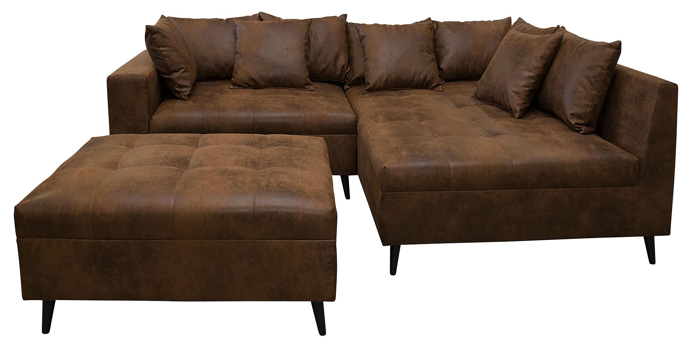 KUTNA GARNITURA tekstil  smeđa   - crna/smeđa, Design, tekstil/drvo (247/174cm) - MID.YOU