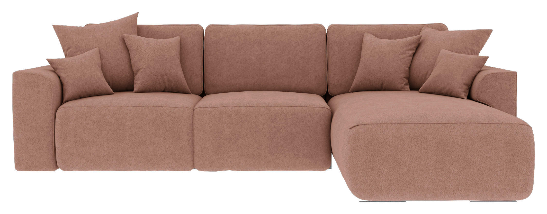 ECKSOFA Taupe Lederlook Zierkissen, Rückenkissen, Bettkasten, Schlaffunktion, Rücken echt, Liegefläche im Originalstoff  - Taupe/Chromfarben, KONVENTIONELL, Kunststoff/Textil (293/195cm) - Carryhome