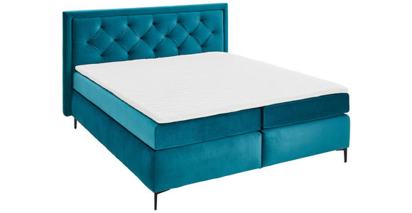 BOXSPRINGBETT 180/200 cm  in Türkis  - Türkis/Schwarz, KONVENTIONELL, Textil/Metall (180/200cm) - Esposa