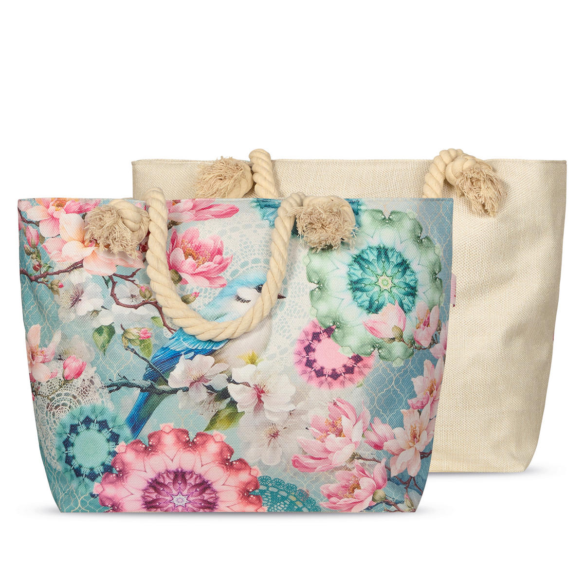 STRANDTASCHE - Multicolor/Mintgrün, Basics, Textil (60/43cm)