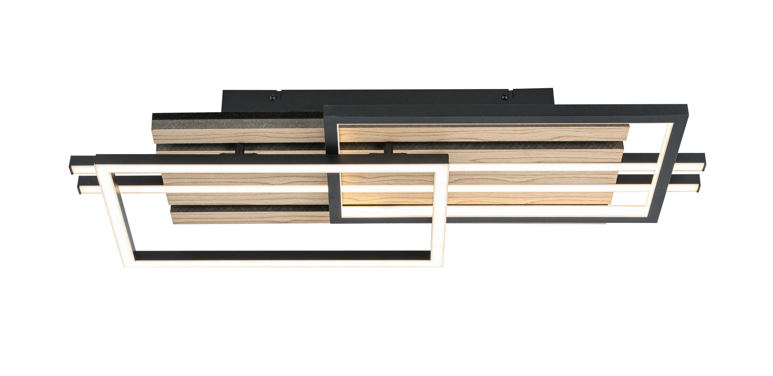 LED-TAKLAMPA Long Beach 33 W 65/26,5/9 cm  - svart/ekfärgad, Natur, metall/trämaterial (65/26,5/9cm) - Novel
