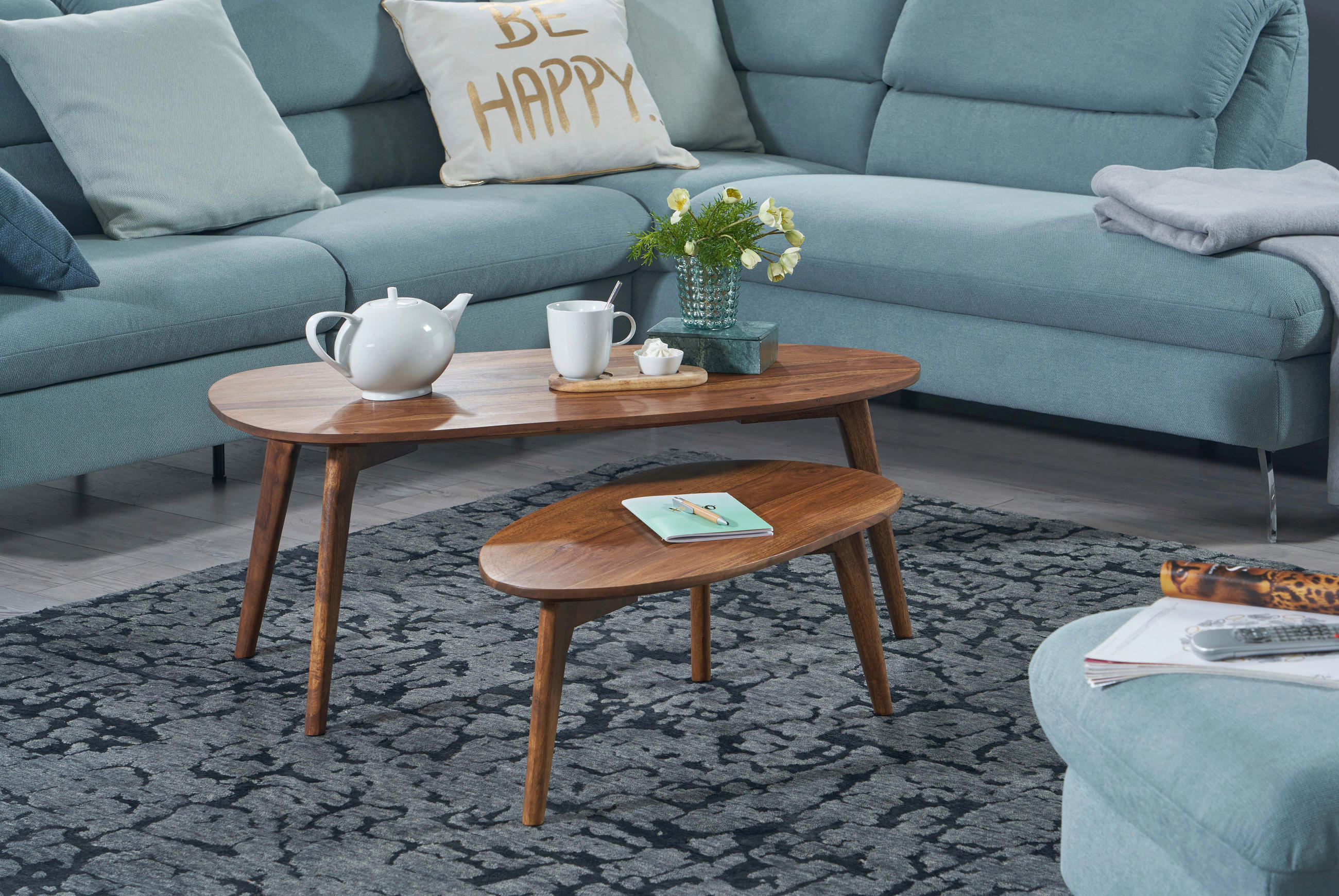 COUCHTISCH Sheesham massiv 100/50/42 cm Freiform Braun  - Braun, Design, Holz (100/50/42cm) - P & B