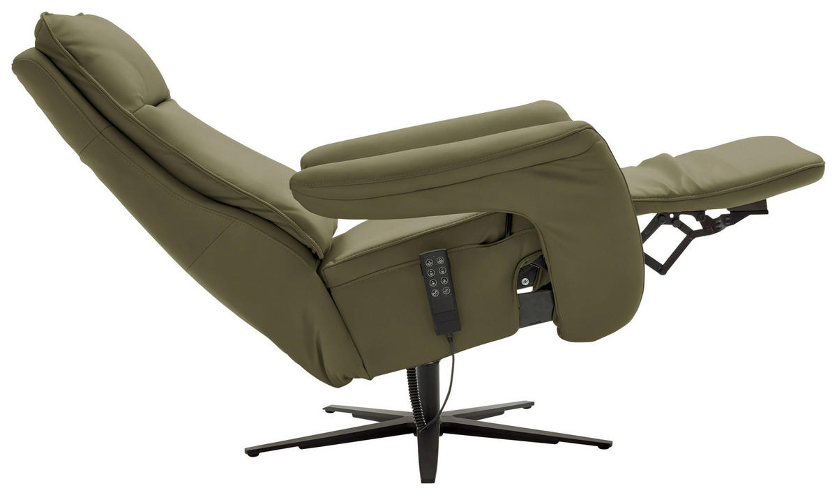 RELAXSESSEL in Leder Grün  - Schwarz/Grün, Design, Leder/Metall (83/116/87cm) - Valdera
