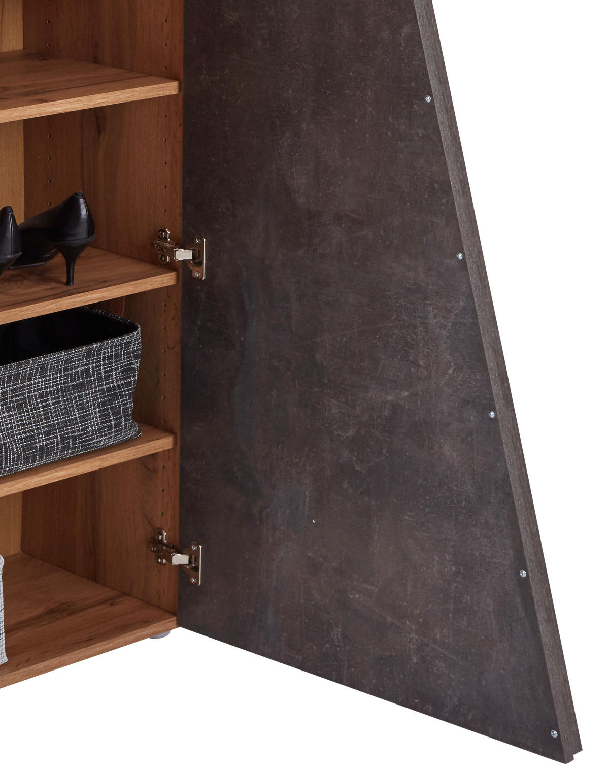 SCHUHSCHRANK Eichefarben, Dunkelgrau  - Eichefarben/Dunkelgrau, MODERN, Holzwerkstoff/Kunststoff (70/196/35cm) - MID.YOU