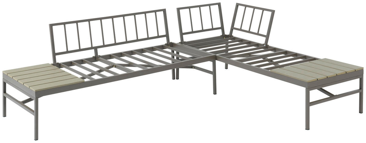 LOUNGEGARNITUR  215/154,5 cm  Stahl  - Braun/Grau, MODERN, Kunststoff/Textil (215/154,5cm) - Luca Bessoni