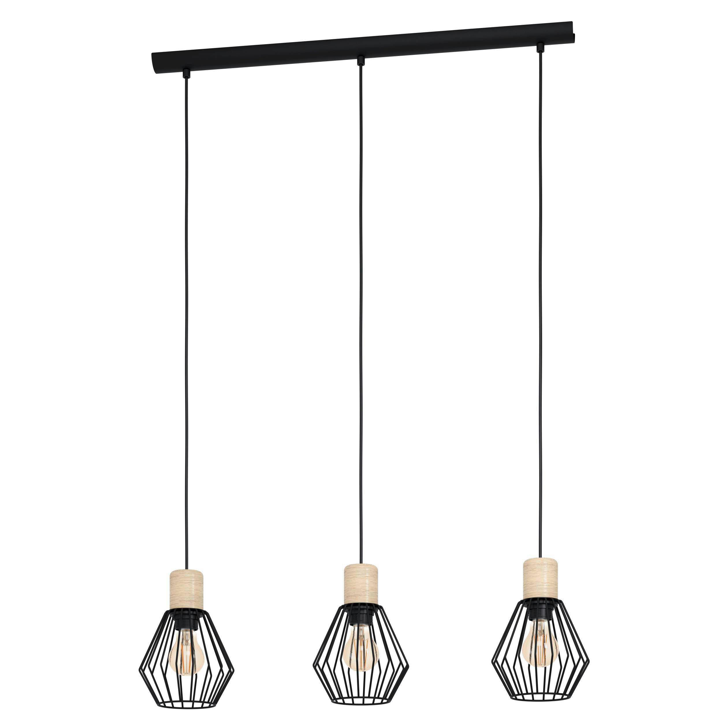 HÄNGLAMPA Palmorla 76/16/110 cm  - brun/svart, Design, metall/trä (76/16/110cm) - Eglo