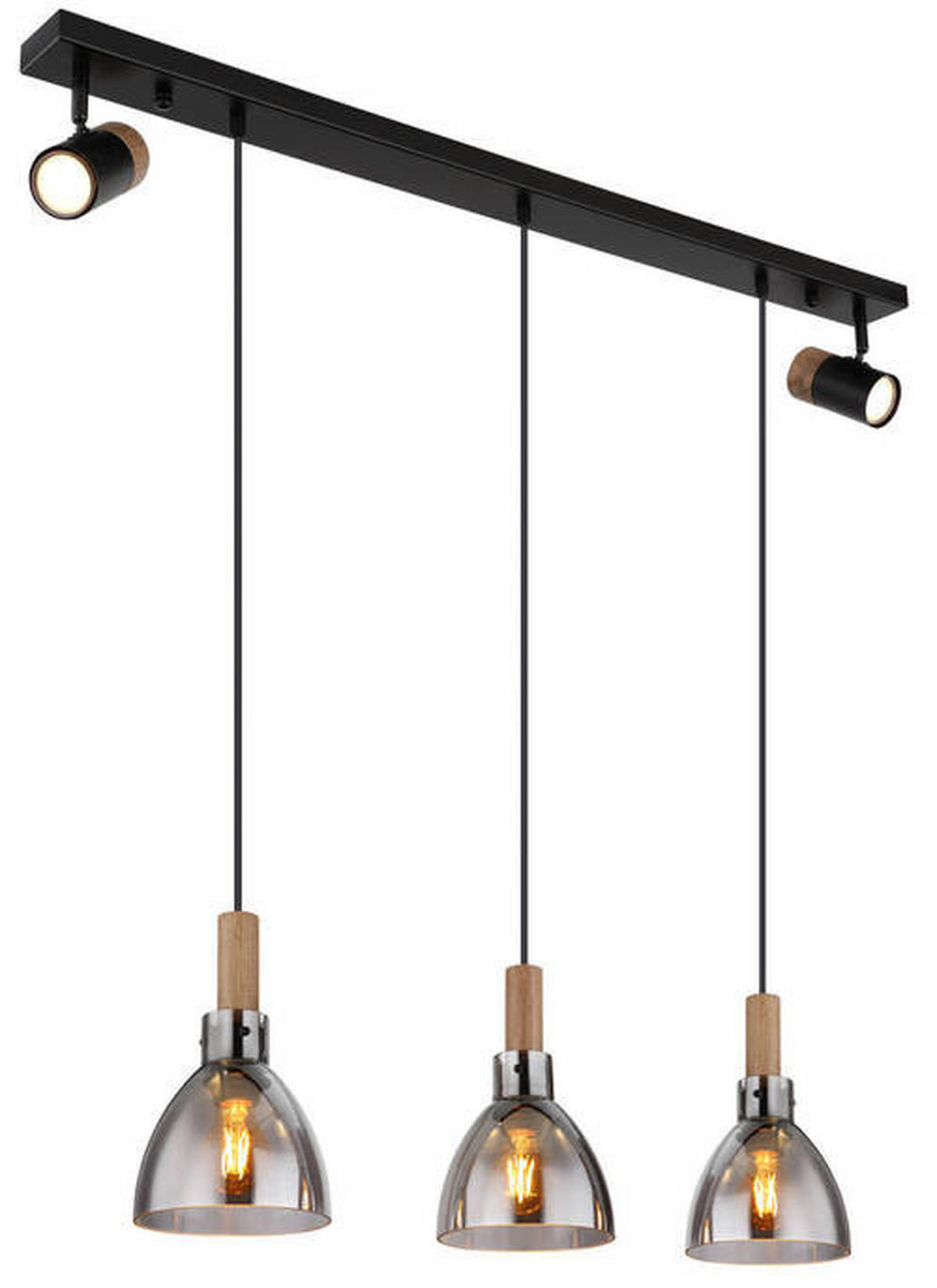 HÄNGLAMPA 97/16/120 cm  - svart, Design, metall/trämaterial (97/16/120cm) - Globo