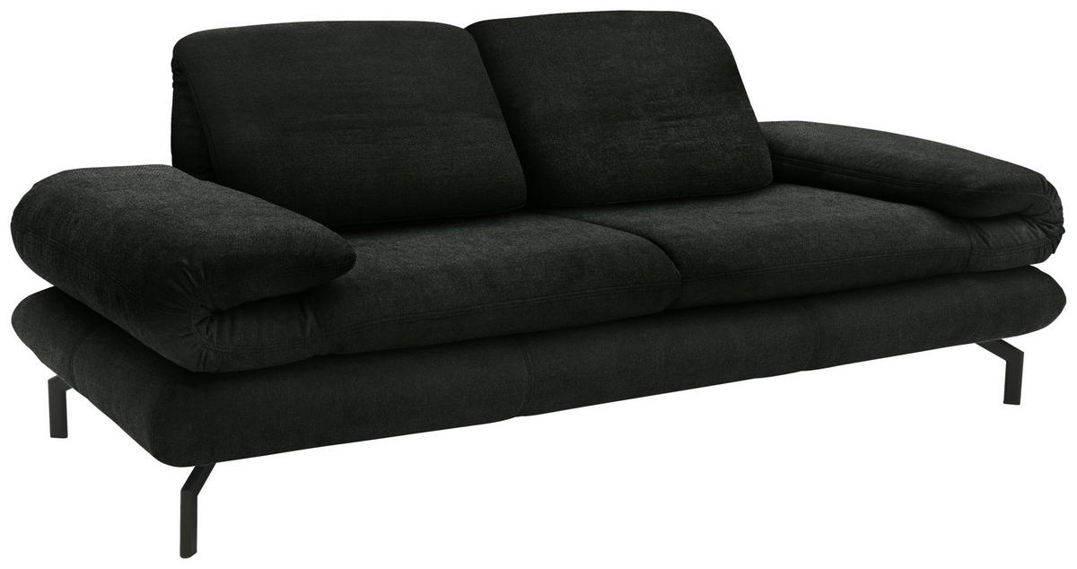 ZWEISITZER-SOFA mit Funktionen Webstoff Dunkelgrün  - Dunkelgrün/Schwarz, Design, Textil/Metall (204 (264)/83 (110)/98cm) - LOOKS by W.Joop