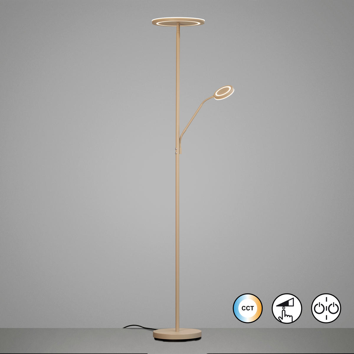 LED-STEHLEUCHTE  30/182/50 cm   - Sandfarben, KONVENTIONELL, Metall (30/182/50cm) - Fischer & Honsel