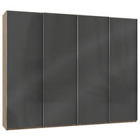 SCHWEBETÜRENSCHRANK 300/236/65 cm 4-türig Grau, Eichefarben  - Chromfarben/Eichefarben, MODERN, Holzwerkstoff (300/236/65cm) - MID.YOU