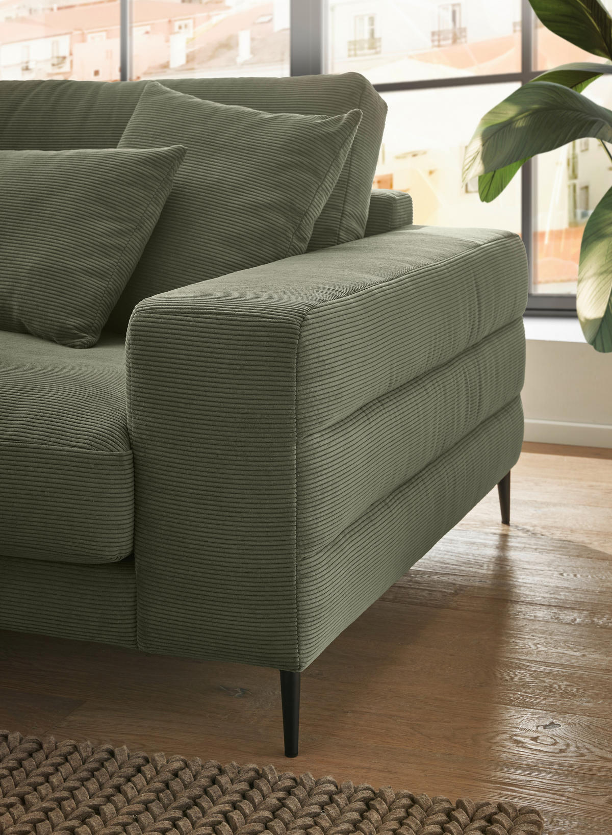 ECKSOFA in Feincord Hellgrau  - Hellgrau/Schwarz, Design, Textil/Metall (177/253cm) - Dieter Knoll