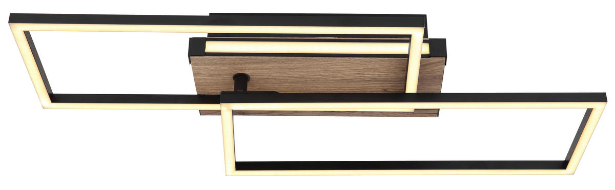 LED-DECKENLEUCHTE 34 W    60/49/10 cm  - Dunkelbraun/Opal, Design, Holzwerkstoff/Kunststoff (60/49/10cm) - Globo
