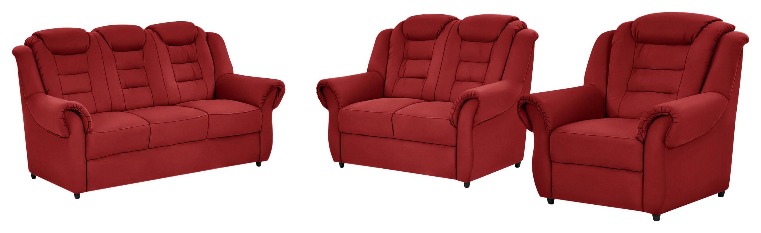SITZGARNITUR in Lederlook Rot - Rot/Schwarz, Konventionell, Kunststoff/Textil - Livetastic