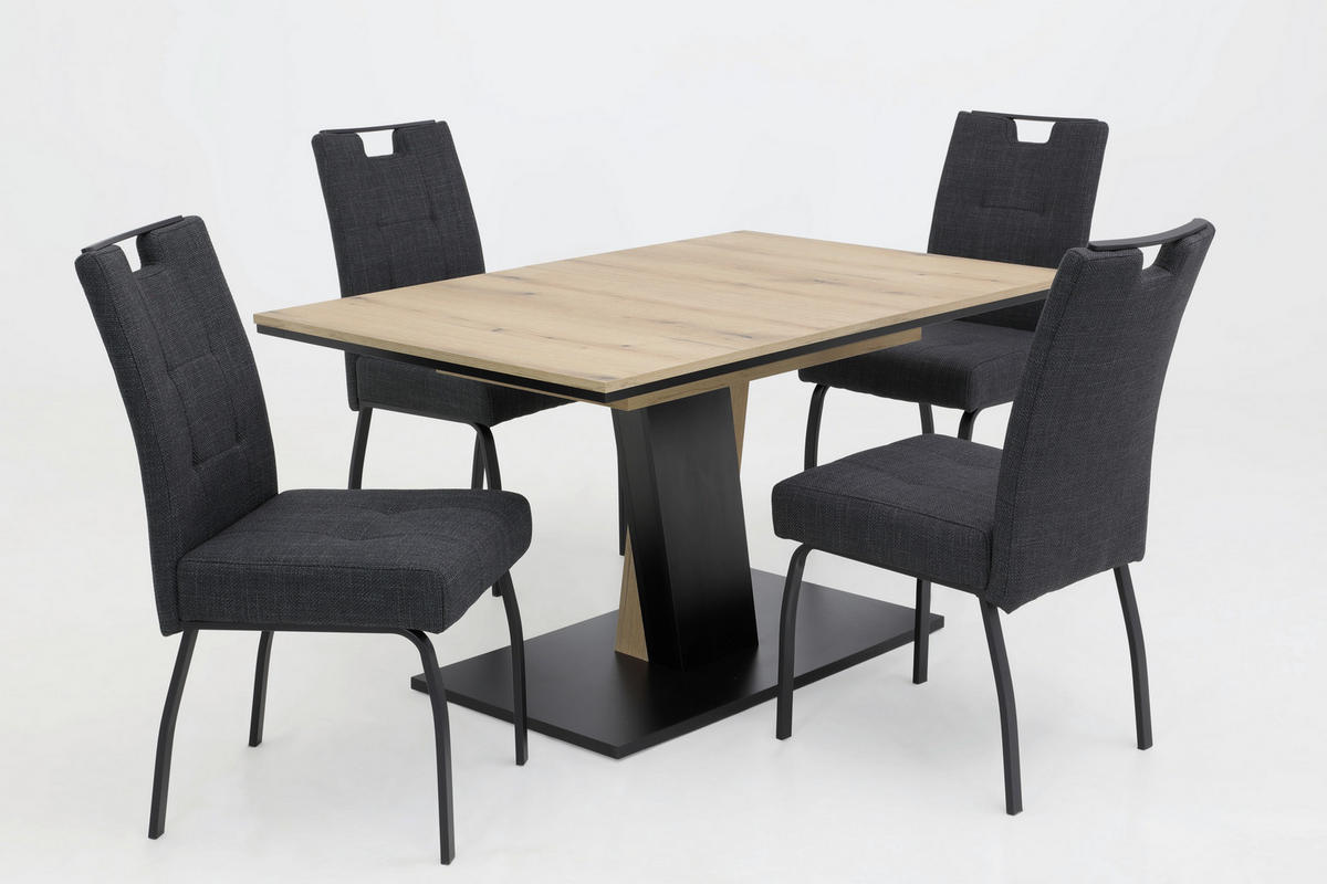 TISCHGRUPPE   - Eichefarben/Anthrazit, MODERN, Textil/Metall (140 - 180/76/90cm) - P & B