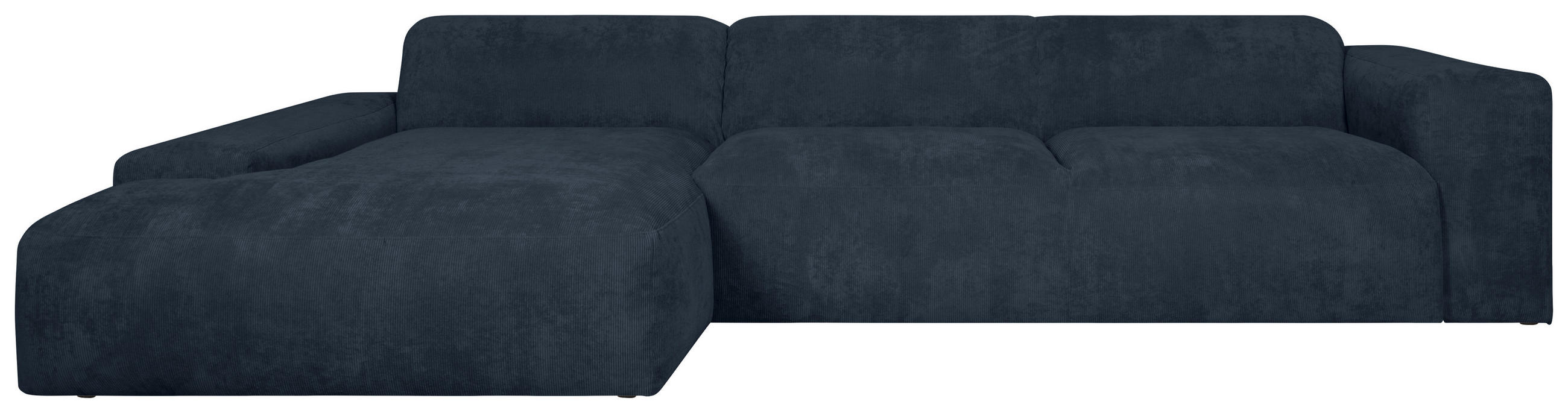 ECKSOFA HANNAH Blau Cord  - Blau/Schwarz, Design, Kunststoff/Textil (170/343cm) - MID.YOU