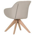 ARMLEHNSTUHL  Typenauswahl, Sitzfläche 360° drehbar, automatische Rückholfunktion  Echtleder  - Beige/Naturfarben, Design, Leder/Holz (60/83/65cm) - Landscape