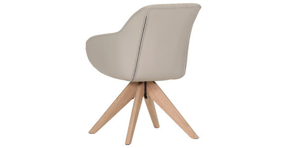 ARMLEHNSTUHL  Typenauswahl, Sitzfläche 360° drehbar, automatische Rückholfunktion  Echtleder  - Beige/Naturfarben, Design, Leder/Holz (60/83/65cm) - Landscape