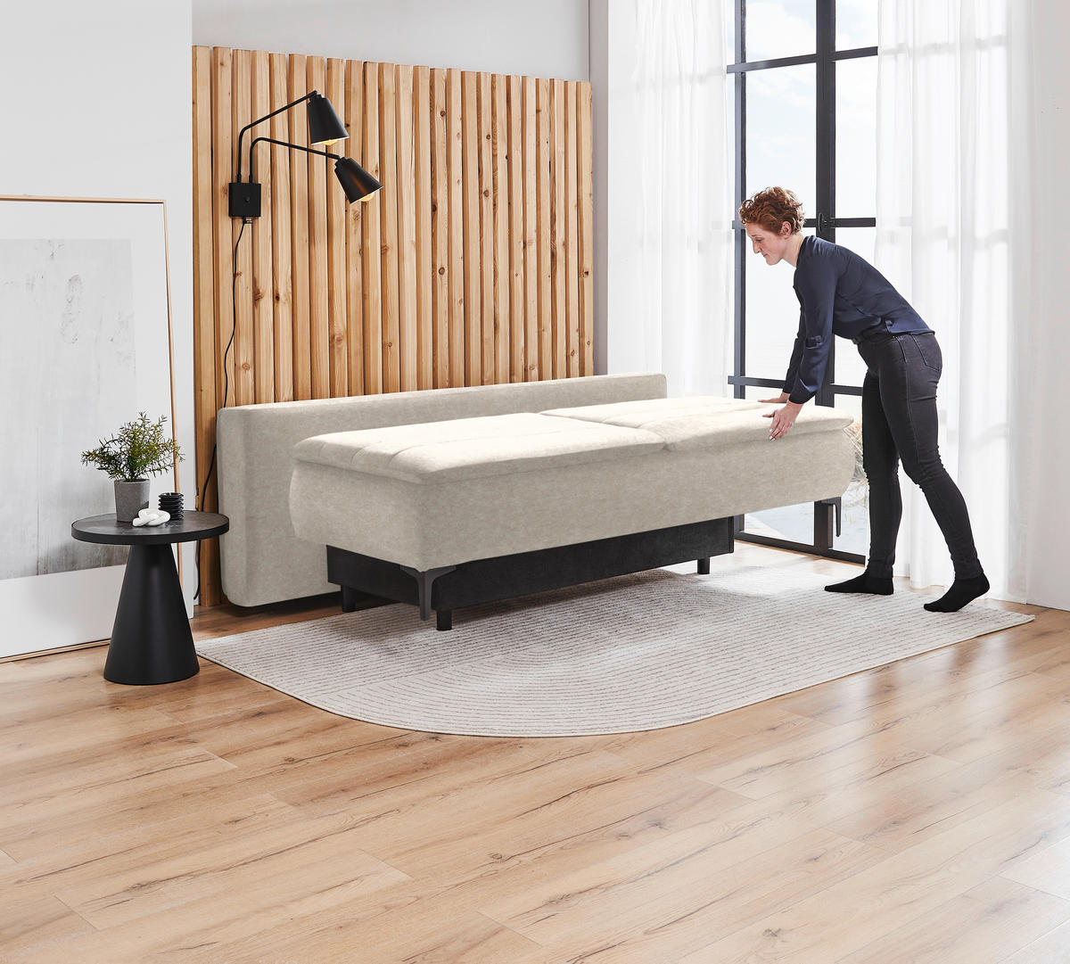 BOXSPRINGSOFA in Flachgewebe Cappuccino  - Cappuccino, Konventionell, Textil/Metall (204/93/100cm) - Novel