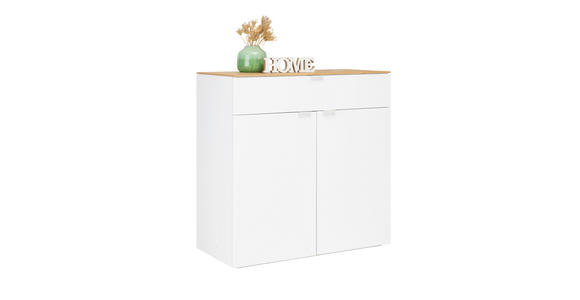 KOMMODE Eiche furniert Weiß, Eichefarben - Eichefarben/Alufarben, Design, Holz/Holzwerkstoff (90/95/43cm) - Novel
