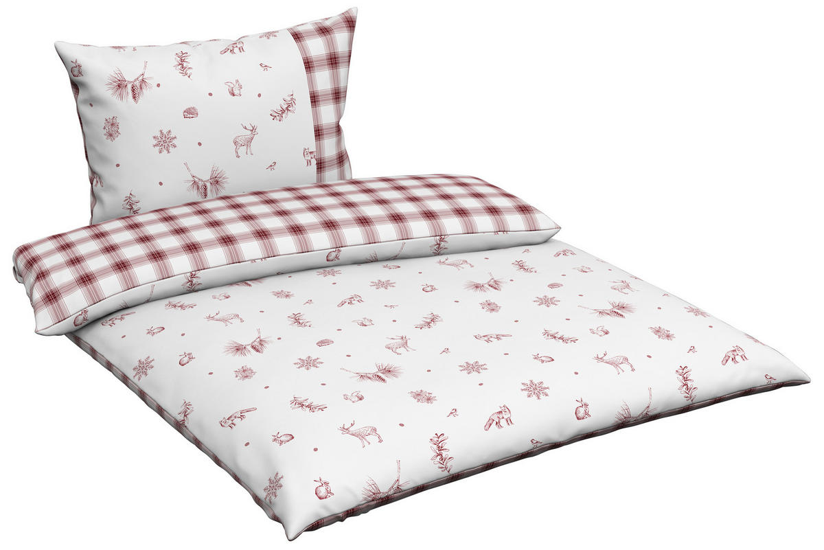 BETTWÄSCHESET 2-teilig TALVI Renforcé 160/210 cm  - Weiss/Rot, Konventionell, Textil (160/210cm) - Esposa