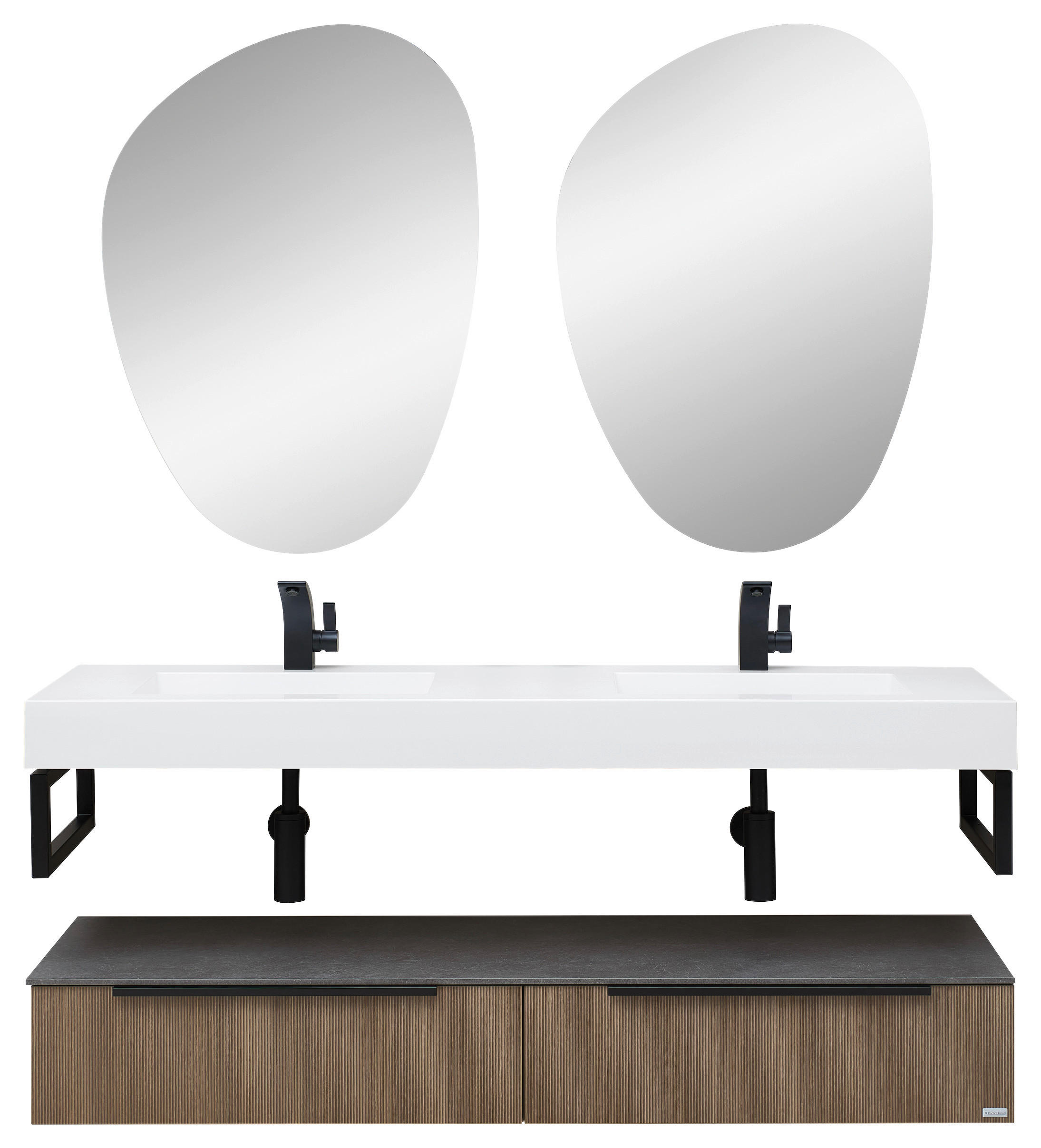 DOPPELWASCHBECKEN 169/11,7/50 cm  - Weiß, KONVENTIONELL, Stein (169/11,7/50cm) - Dieter Knoll