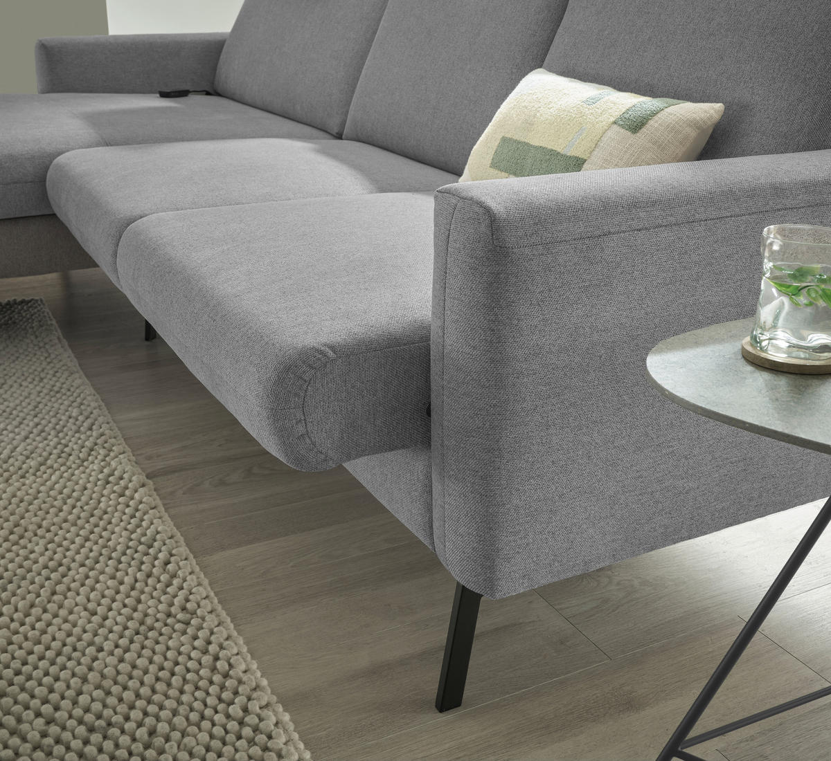 ECKSOFA Grau Flachgewebe  - Schwarz/Grau, Design, Textil/Metall (187/270cm) - Musterring