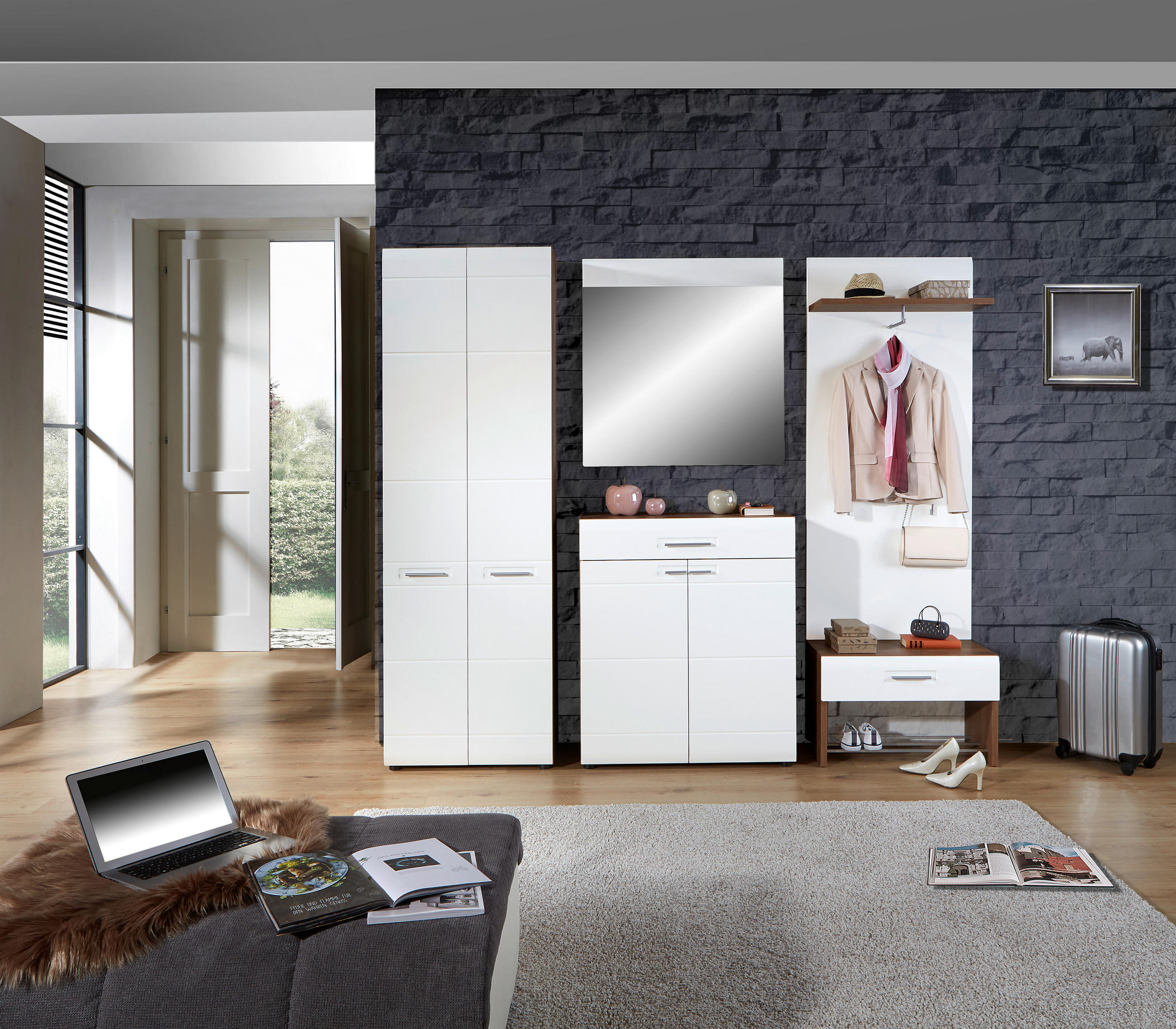 OGLEDALO  85/87/2 cm     - bijela, Design, staklo/drvni materijal (85/87/2cm) - Xora