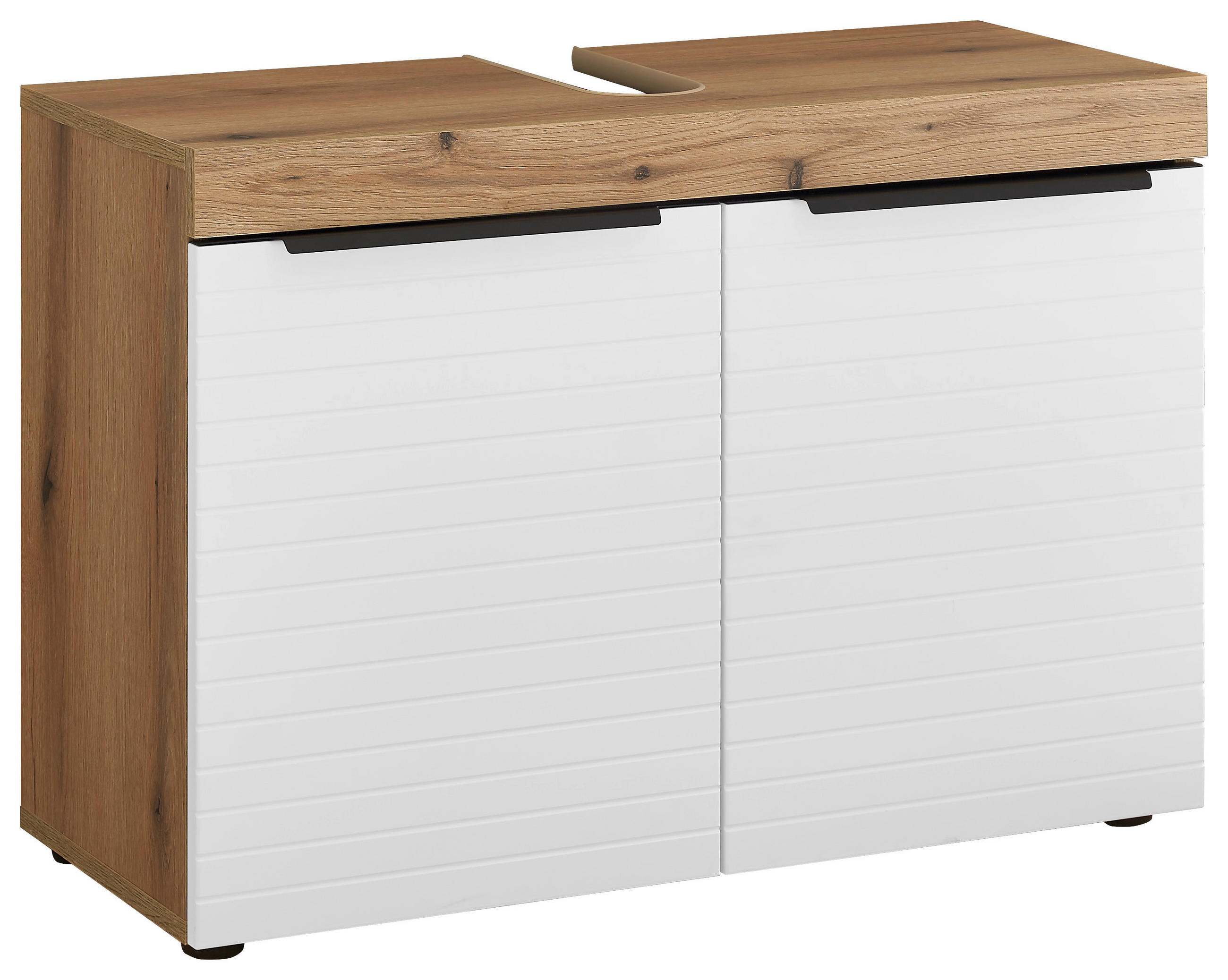 WASCHBECKENUNTERSCHRANK 80/56/34 cm  - Eichefarben/Schwarz, Basics, Holzwerkstoff/Kunststoff (80/56/34cm) - MID.YOU