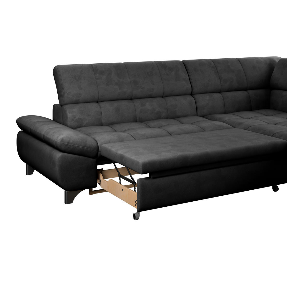 ECKSOFA Anthrazit Chenille  - Chromfarben/Anthrazit, KONVENTIONELL, Textil/Metall (312/234cm) - Livetastic