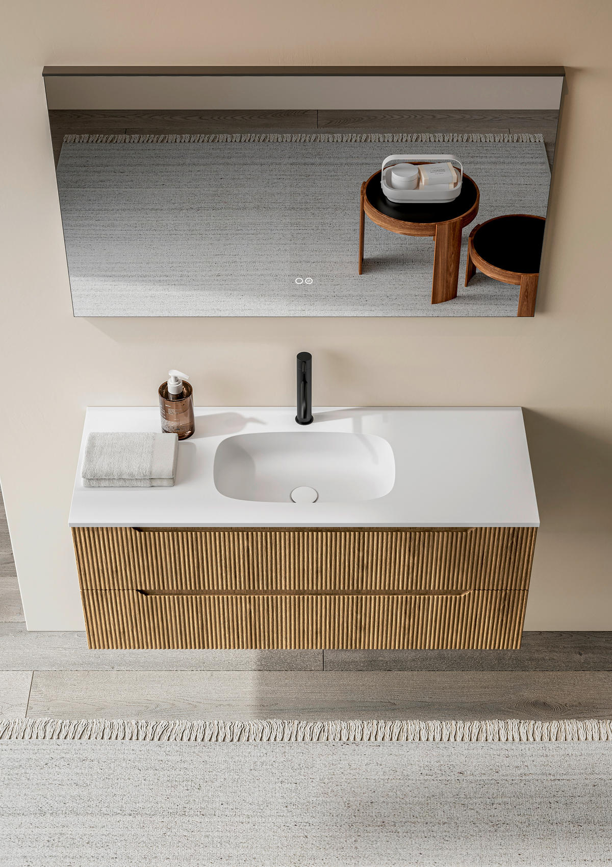 BADEZIMMER 3-teilig 120 cm  - Weiss/Eichefarben, Konventionell, Holzwerkstoff/Stein (120cm) - Belluti