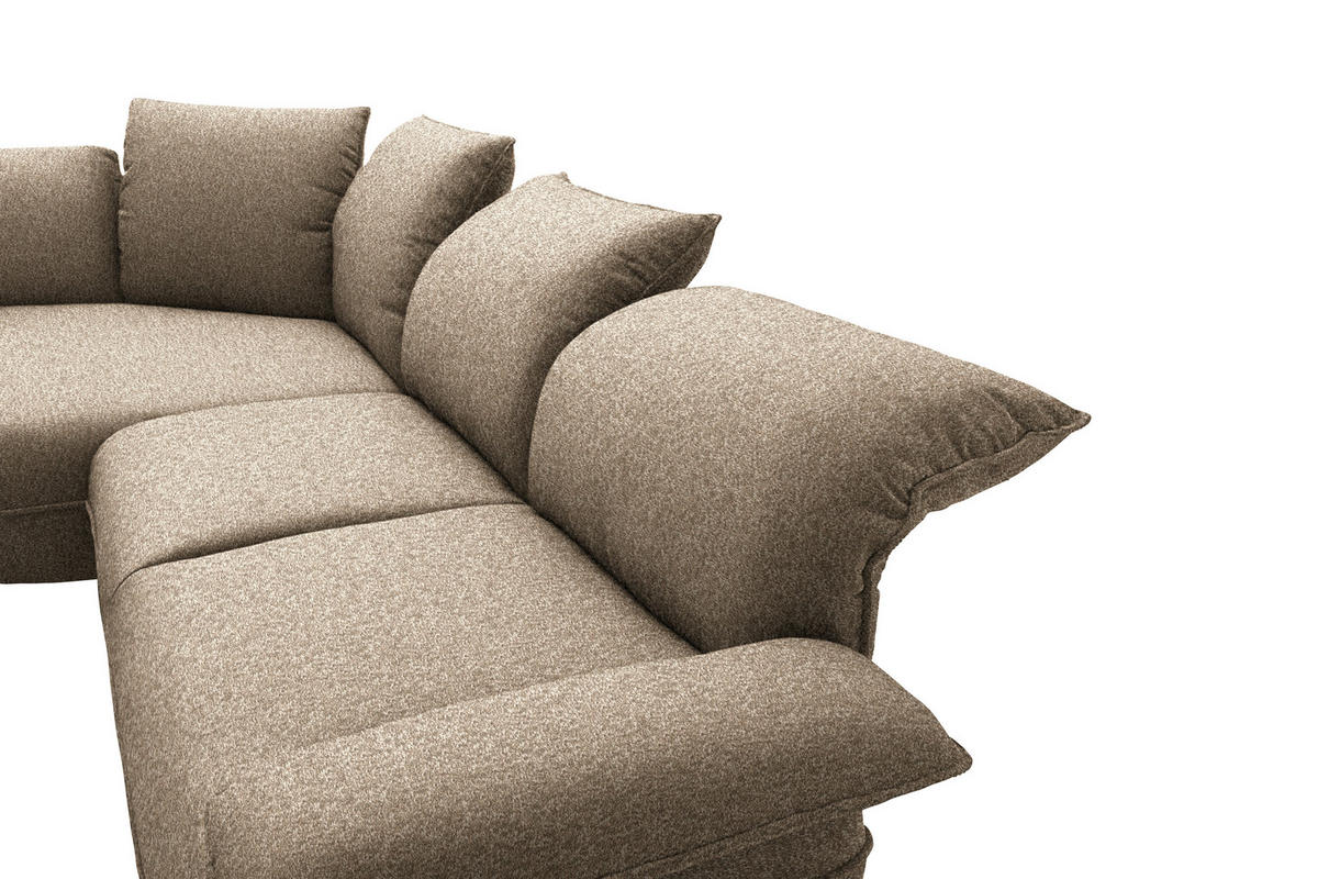 ECKSOFA  in Chenille Beigebraun  154/343 cm  - Beigebraun/Schwarz, Design, Kunststoff/Textil (154/343cm) - Koinor