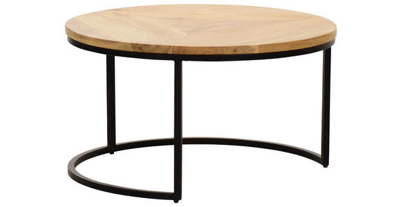 COUCHTISCHSET Mangoholz vollmassiv rund Naturfarben  - Schwarz/Naturfarben, Design, Holz (60/80/60/80/42/45cm) - Carryhome