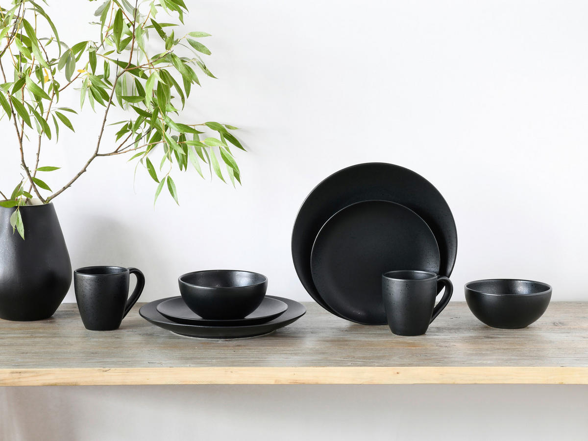 KOMPLETT SERVIS Magic Black 8 delar  - svart, Basics, keramik - Creatable