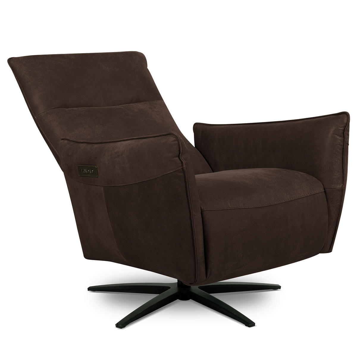 RELAXSESSEL Leder Dunkelbraun  - Dunkelbraun/Schwarz, Design, Leder/Metall (77/107/88cm) - Livetastic