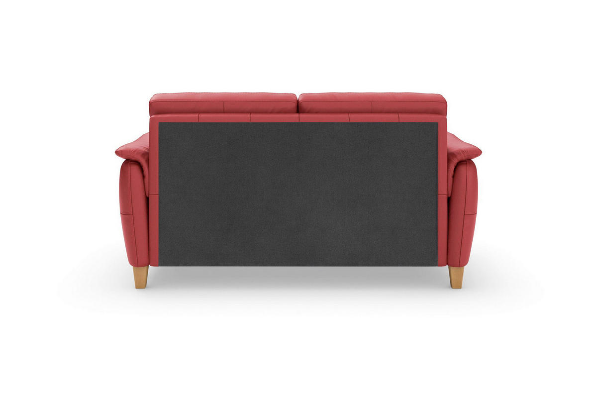 3-SITZER-SOFA PALMERA E Echtleder Rot  - Eichefarben/Rot, Basics, Leder/Holz (179/89/89cm) - Sit & More