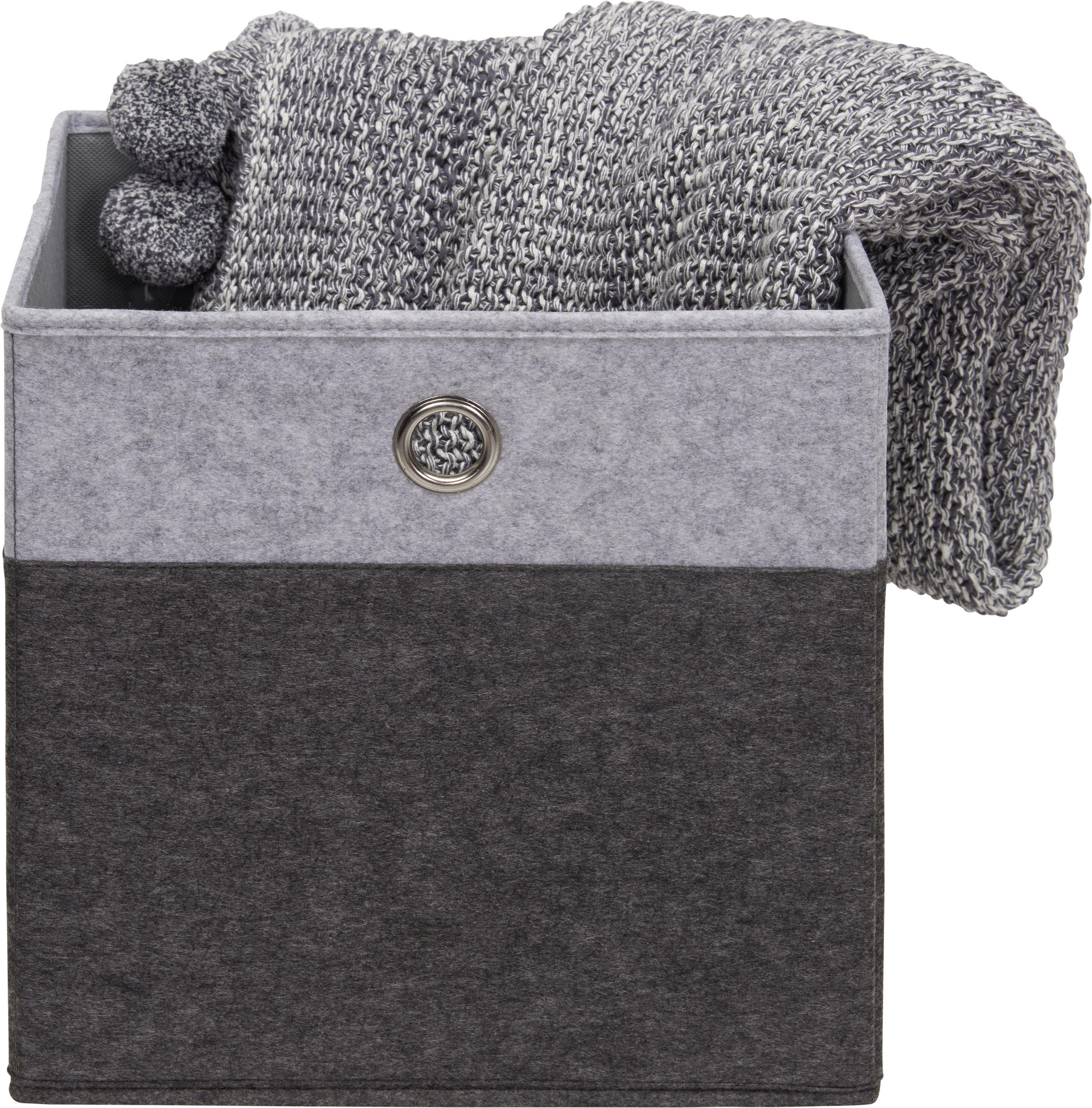 FALTBOX - Anthrazit/Hellgrau, Design, Karton/Textil (32/32/32cm) - Carryhome
