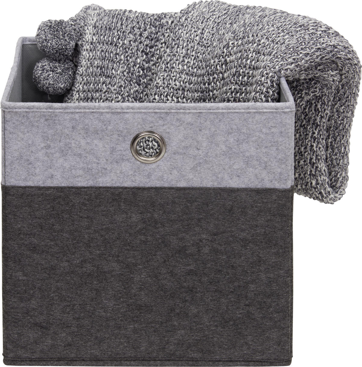 ÖSSZEHAJTHATÓ DOBOZ   - világosszürke/antracit, Design, karton/textil (32/32/32cm) - Carryhome